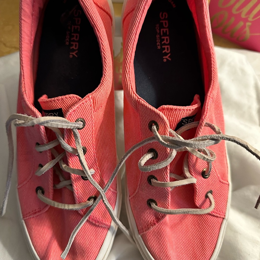 Sperry’s , Bright neon orange!   Very cool and comfortable!!Great for Spring!!!